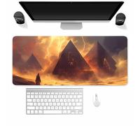 Suneve Gaming Mouse Pad,Large mouse Mat with Non-Slip Rubber Base and Stitched Edges,Improved Precision and Speed Extended Mousepad for gaming, Office, Home(1000x500x2mm Thunderstorm Pyramid)