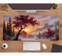 Suneve Large Gaming Mouse Mat Autumn Red Maple 700x300x3mm, XL Extended Mouse Pad with Stitched Edges, Non-Slip Desk Mat for Office, Home, PC, Laptop