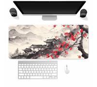 Suneve Large Gaming Mouse Mat Beautiful Village, mouse Pad 800x400mm, Computer Keyboard Mousepad Extended Desk Mat, Soft Smooth Surface and Anti-Slip Rubber Base for Office/gaming