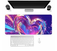 Suneve Large Gaming Mouse Mat Crystal Heart, mouse Pad 1000x500mm, Computer Keyboard Mousepad Extended Desk Mat, Soft Smooth Surface and Anti-Slip Rubber Base for Office/gaming