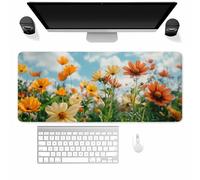 Suneve Large Gaming Mouse Mat Flowers Field, mouse Pad 800x400mm, Computer Keyboard Mousepad Extended Desk Mat, Soft Smooth Surface and Anti-Slip Rubber Base for Office/gaming