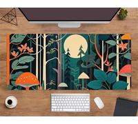 Suneve Large Gaming Mouse Mat Green Plants Leaf 800x300x3mm, XL Extended Mouse Pad with Stitched Edges, Non-Slip Desk Mat for Office, Home, PC, Laptop