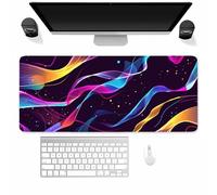 Suneve Large Gaming Mouse Mat Neon Curves, mouse Pad 1200x600mm, Computer Keyboard Mousepad Extended Desk Mat, Soft Smooth Surface and Anti-Slip Rubber Base for Office/gaming