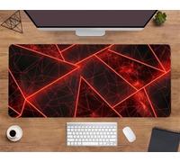 Suneve Large Gaming Mouse Mat Neon Red Triangle 1200x600x3mm, XL Extended Mouse Pad with Stitched Edges, Non-Slip Desk Mat for Office, Home, PC, Laptop