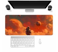 Suneve Large Gaming Mouse Mat Orange Interstellar, mouse Pad 1200x600mm, Computer Keyboard Mousepad Extended Desk Mat, Soft Smooth Surface and Anti-Slip Rubber Base for Office/gaming
