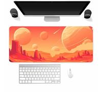 Suneve Large Gaming Mouse Mat Orange Universe, mouse Pad 800x400mm, Computer Keyboard Mousepad Extended Desk Mat, Soft Smooth Surface and Anti-Slip Rubber Base for Office/gaming