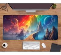 Suneve Large Gaming Mouse Mat Rainbow Castle 1200x600x3mm, XL Extended Mouse Pad with Stitched Edges, Non-Slip Desk Mat for Office, Home, PC, Laptop