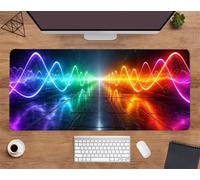 Suneve Large Gaming Mouse Mat Rainbow Curve 700x300x2mm, XL Extended Mouse Pad with Stitched Edges, Non-Slip Desk Mat for Office, Home, PC, Laptop
