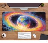 Suneve Large Gaming Mouse Mat Rainbow Earth 1200x600x2mm, XL Extended Mouse Pad with Stitched Edges, Non-Slip Desk Mat for Office, Home, PC, Laptop