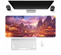 Suneve Large Gaming Mouse Mat Village Lantern, mouse Pad 800x400mm, Computer Keyboard Mousepad Extended Desk Mat, Soft Smooth Surface and Anti-Slip Rubber Base for Office/gaming
