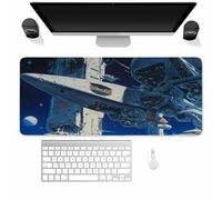 Suneve Large Gaming Mouse Mat White Spaceship, mouse Pad 800x300mm, Computer Keyboard Mousepad Extended Desk Mat, Soft Smooth Surface and Anti-Slip Rubber Base for Office/gaming