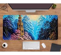 Suneve Large Gaming Mouse Mat Winter Woodland 600x300x2mm, XL Extended Mouse Pad with Stitched Edges, Non-Slip Desk Mat for Office, Home, PC, Laptop