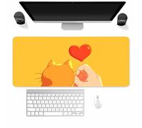 Suneve Large Gaming Mouse Mat Yellow Cat Heart, mouse Pad 1000x500mm, Computer Keyboard Mousepad Extended Desk Mat, Soft Smooth Surface and Anti-Slip Rubber Base for Office/gaming