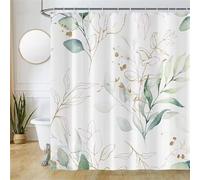 Suneve Minimalist Design Shower Curtain 220x180cm, Leaf shower Curtains for Bathroom, Waterproof Mildew & Mould Resistant Polyester Fabric Bath curtain with 12 Hooks