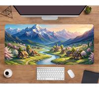 Suneve Mouse Pad Gaming Quiet River Town, 1000x500mm Extended XXL Mouse Mat, Improved Precision and Speed XL Mousepad, Non-Slip Rubber Base Desk Pad Large for Office & Home