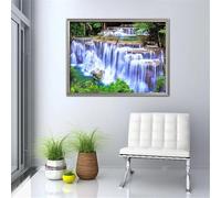 Suneve Nature Waterfall Diamond Painting Kit,Diamond Art Kits for Adults,DIY Diamond Art Painting for Beginner,5D Full Drill Round Diamond Gem Art Crafts for Home Wall Decor 75x95cm
