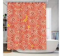 Suneve Orange Chrysanthemum Shower Curtain 240x200cm, Mould Proof Resistant Waterproof shower curtain, 100% Polyester Fabric Bathroom Curtains with 16 Hooks for Wet Room, bathroom, Bath Tub