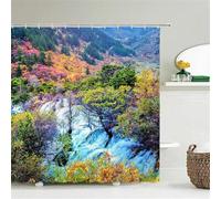 Suneve Shower Curtain Natural Woods, Waterproof shower curtains Mould Proof Resistant, Washable Bathroom Curtains Includes 6 Pcs curtain Hooks(90x180cm,Streams)