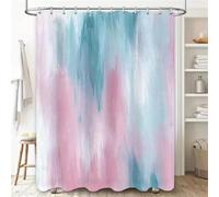 Suneve Shower Curtain Pink Blue, Waterproof shower curtains Mould Proof Resistant, Washable Bathroom Curtains Includes 16 Pcs curtain Hooks(240x200cm,Watercolors)