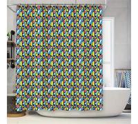 Suneve Shower Curtain Yellow Circular Pattern, 120x180cm Washable Bathroom Curtains with 8 Hooks, Waterproof Anti Mould plastic shower curtains for bathroom Wet Room Tub