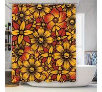 Suneve Yellow Blooming Flowers Shower Curtain 150x180cm, Mould Proof Resistant Waterproof shower curtain, 100% Polyester Fabric Bathroom Curtains with 10 Hooks for Wet Room, bathroom, Bath Tub