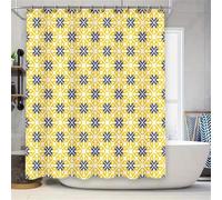 Suneve Yellow Rhombus Shower Curtain 150x180cm, Mould Proof Resistant Waterproof shower curtain, 100% Polyester Fabric Bathroom Curtains with 10 Hooks for Wet Room, bathroom, Bath Tub