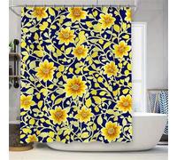 Suneve Yellow Vine Flowers Shower Curtain 180x200cm, Mould Proof Resistant Waterproof shower curtain, 100% Polyester Fabric Bathroom Curtains with 12 Hooks for Wet Room, bathroom, Bath Tub