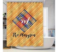 Suneve Yellow Wooden Board Shower Curtain 240x200cm, Mould Proof Resistant Waterproof shower curtain, 100% Polyester Fabric Bathroom Curtains with 16 Hooks for Wet Room, bathroom, Bath Tub