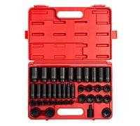 SUNEX Tools 2668, 1/2 Inch Drive Master Impact Socket Set, 39-Piece, SAE, 3/8" - 1-1/2", Standard/Deep, Cr-Mo Steel, Heavy Duty Storage Case, Includes Universal Joint