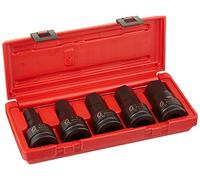 SUNEX Tools 4506, 3/4 Inch Drive Impact Hex Driver Set, 5-Pieces, SAE, 3/4" - 1-1/4", Cr-Mo Steel, Solid One Piece Construction, Dual Size Markings, Heavy Duty Storage Case