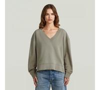 Sunfaded V-Neck Loose Sweater - Brown - Women M