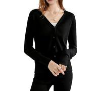 Sunfaynis Women's Long Sleeve Thin Lightweight Cardigan Sweaters for Women Dressy Summer Spring Fall Cardigan, Black, XL