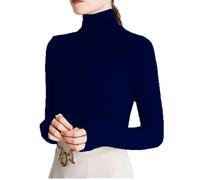 Sunfaynis Women's Soft Cotton Mock Turtleneck Shirt Baselayer Tops Underwear Shirt - blue - Medium