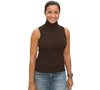 Sunfaynis Women's Soft Cotton Mock Turtleneck Shirt Baselayer Tops Underwear Shirt, Brown, L