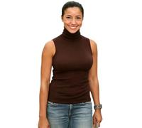 Sunfaynis Women's Soft Cotton Mock Turtleneck Shirt Baselayer Tops Underwear Shirt, Brown, Medium