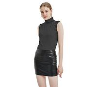 Sunfaynis Women's Soft Cotton Mock Turtleneck Shirt Baselayer Tops Underwear Shirt, Dark Gray, L