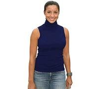 Sunfaynis Women's Soft Cotton Mock Turtleneck Shirt Baselayer Tops Underwear Shirt, Navy Blue, L