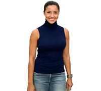 Sunfaynis Women's Soft Cotton Mock Turtleneck Shirt Baselayer Tops Underwear Shirt, Navy Blue, M