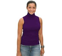 Sunfaynis Women's Soft Cotton Mock Turtleneck Shirt Baselayer Tops Underwear Shirt, Purplish Red, Large