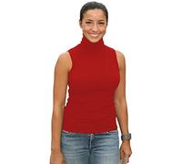 Sunfaynis Women's Soft Cotton Mock Turtleneck Shirt Baselayer Tops Underwear Shirt, Red, M