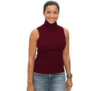 Sunfaynis Women's Soft Cotton Mock Turtleneck Shirt Baselayer Tops Underwear Shirt, Wine Red, Large