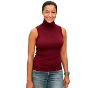 Sunfaynis Women's Soft Cotton Mock Turtleneck Shirt Baselayer Tops Underwear Shirt, Wine Red, Medium