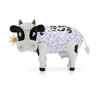 SUNFECILI Daisy Cow Garden Solar Light Outdoor Decor, Color Changing Hollowed Out Daisy Cow Garden Figurine Metal Decorative Cow Lamp for Outdoor Patio Yard Art Decoration