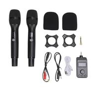 SUNFECILI Double Radio Microphone Handheld Cordless Mic with DSP Technology, Cordless Microphone with Rechargeable Receiver Exquisite Design for Enhanced Home Karaoke Experience