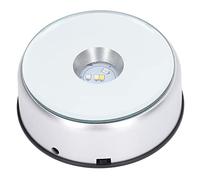 SUNFECILI Motorized Rotating Display Stand,Rotating Display Stand 360° Rotating LED Lights 80 Seconds Per Lap USB Charging LED Display Base for Cups Crystals,Adjustable Speed Revolving Base