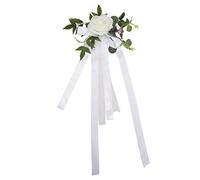 SUNFECILI Wedding Aisle Decorations, 8pcs White Artificial Rose Flowers, U-shape, Silk, 46cm x 27cm, Premium, Elegant and Romantic, Artificial Flower Decoration