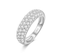 SUNFEEL 5 Row Half Eternity Ring Cubic Zirconia 925 Sterling Silver Prong Setting Anniversary Bridal Gift for Women All Sizes