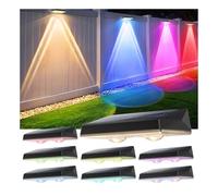 SunFlickt Solar Fence Lights Outdoor 8-Pack | IP67 Waterproof Solar Wall Light | Dusk to Dawn Auto On/Off 12+ Hours for Outside/Backyard/Railing/Step/Patio/Deck/Pool (Warm White & RGB 7 Colors)