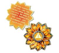 Sunflower 1 Year Sobriety Coin - Colorful Glass Broken and Rebuilt AA Coins