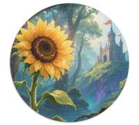 Sunflower 1000 Pieces Plant Round Jigsaw Puzzles 100% Recycled Cardboard Beautiful Decoration for Adults And Kids 1000pcs (67.5x67.5cm)